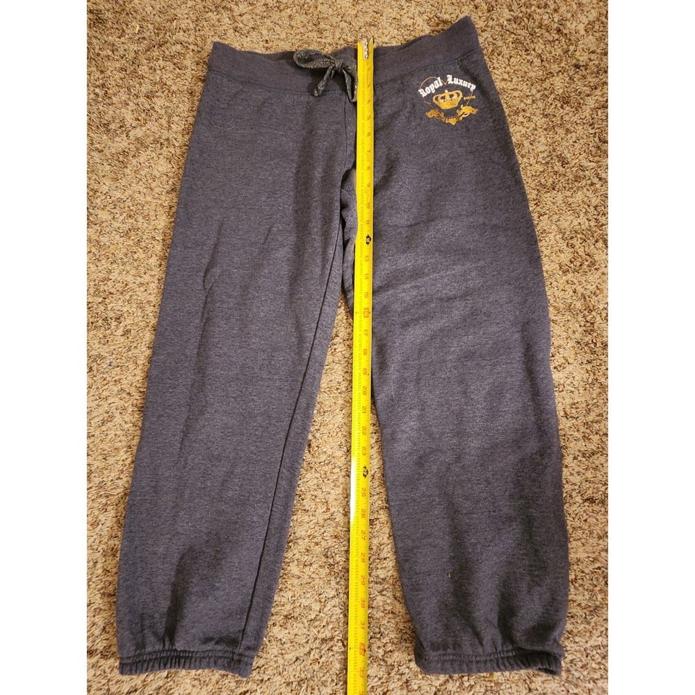 NWOT Planet Gold Royal Luxury Jogger Sweatpants Grey Gold Crown Rhinestone Large - Picture 4 of 8